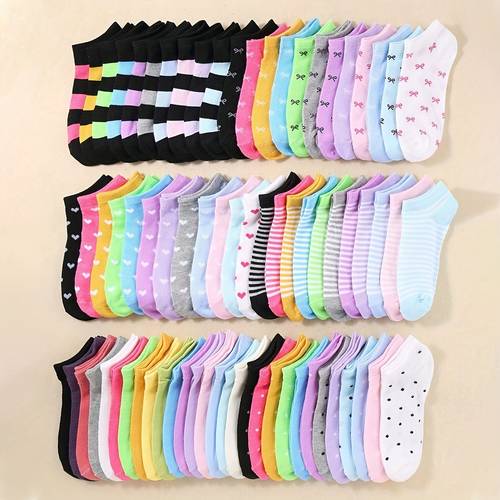20 paar mädchen alltags- & partysocken - weiche atmungsaktive stricksocken, pastell & leuchtende farben (pink, blau, grün, gelb, orange, lila, rot, , grau) - ganzjahres freizeitschuhe für schule, spielabende, familienausflüge - niedliche mädchensocken, spieldate-essentials, lustige muster, bequeme passform, kinder