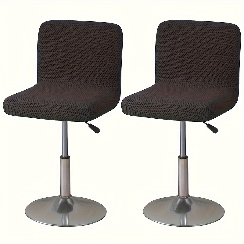 E-shop 2er-Set T-förmige Jacquard Hockerbezüge mit Drehfunktion, elastische Stuhlbezüge mit niedrigem Rücken, Restaurant-Bar-Stuhlbezüge
