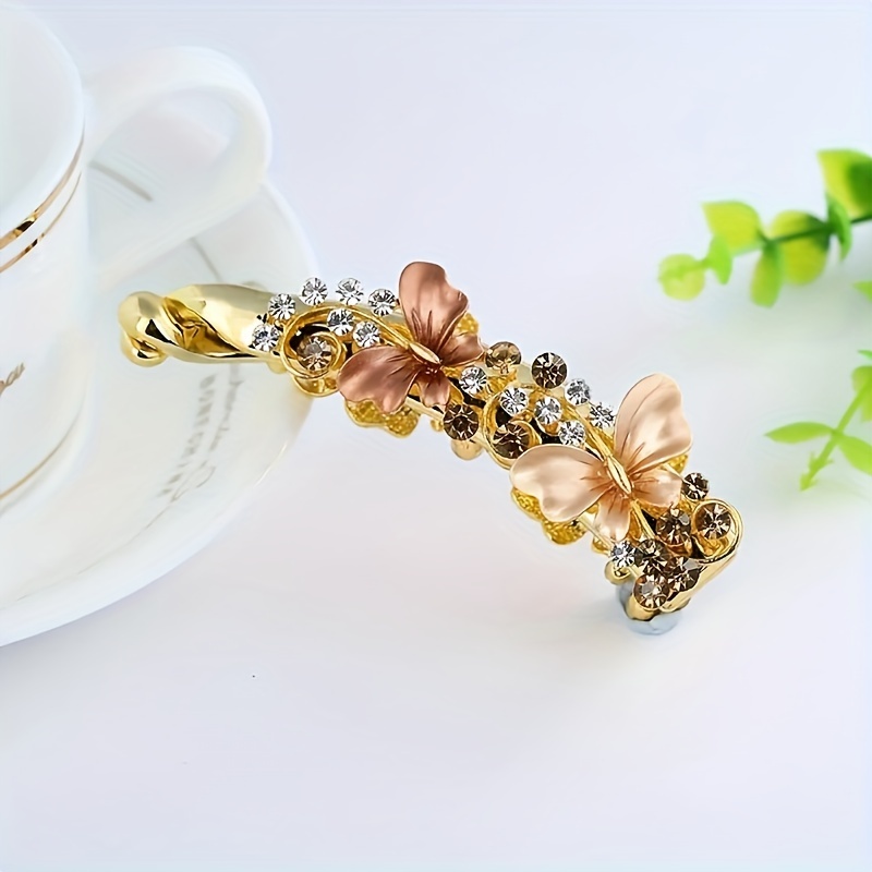 E-shop Rhinestone-Schmetterling-Bananen-Haarspange – Modisches Haaraccessoire für Damen, stilvolle Haarschmuck mit elegantem Design, anmutige