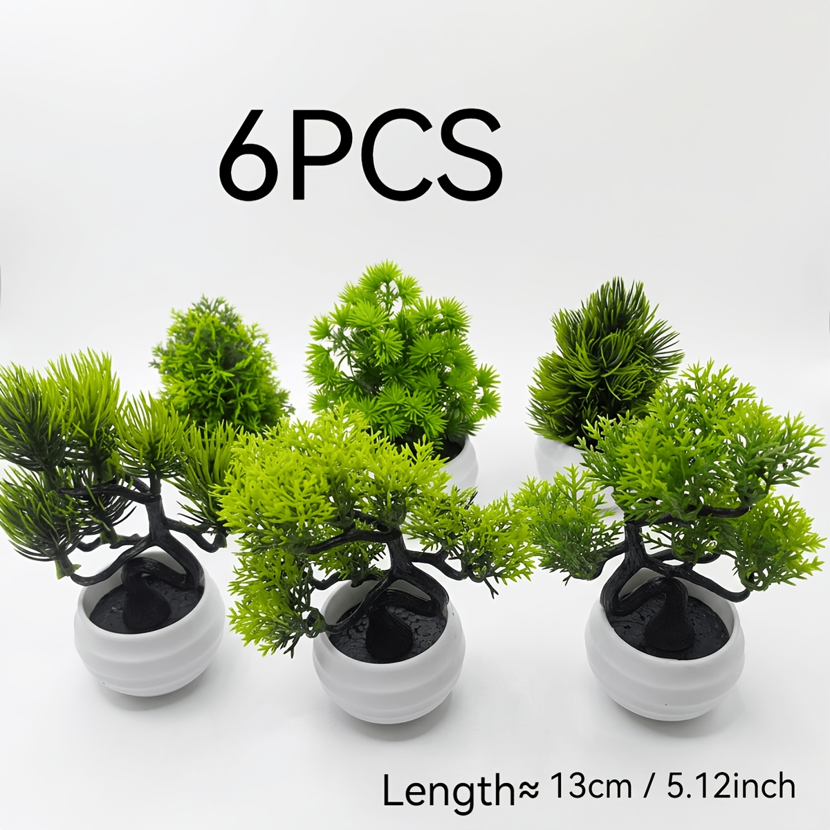 6pcs Artificial Mini Bonsai Potted Plants, Realistic Fake Trees, Suitable For Room And Bedroom Decoration