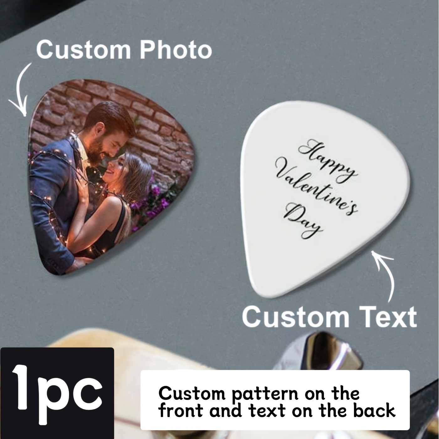 

Custom Photo Text Guitar Pick, Personalized Low-end Guitar Accessory, Ideal , Day, Father's Day, Valentine's, Christmas - White Pvc, Friend & Birthday, Autumn/winter, Guitar Pick