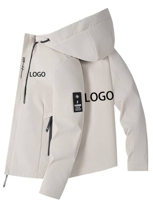 mens high quality customized logo jacket spring and autumn new fashionable casual outdoor sports pilot jacket adjustable hat rope