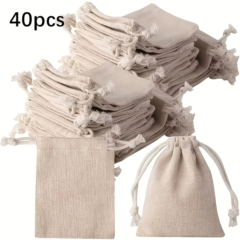 E-shop 40 Stück, Kleine Beutel mit Zugband, 3,15 x 3,94 Zoll Geschenkbeutel, Wiederverwendbare kleine Säckchen, Schmuckverpackungsbeutel,