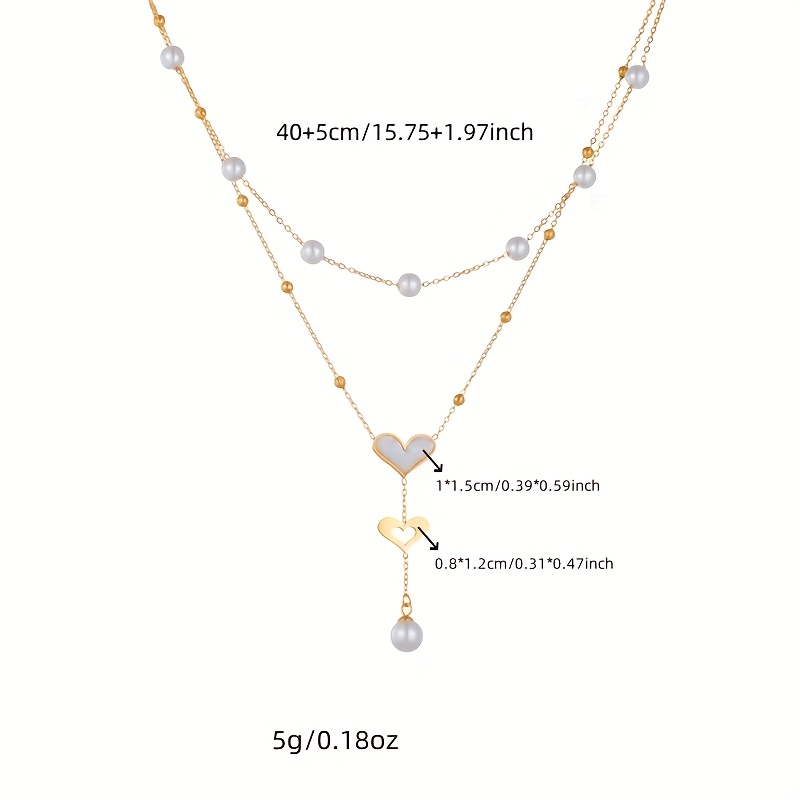 Women's 18K Gold-Plated Double-Layer Heart-Shaped Necklace