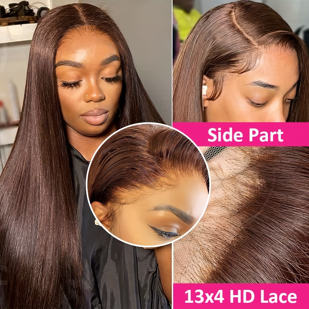 Color 4 Chocolate Brown 13x4 Lace Frontal Wigs Remy Temu