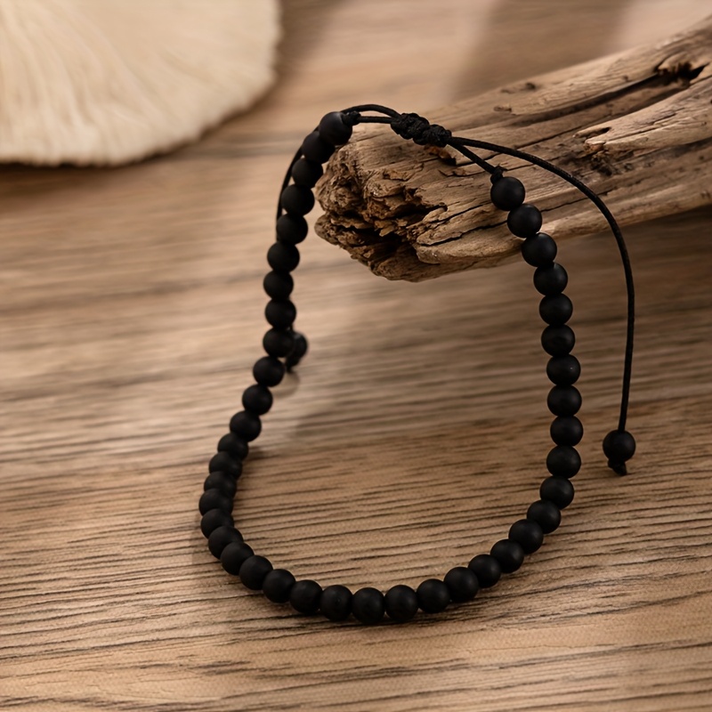 Fashionable Matte Stone Casual Anklet, Hand-woven Adjustable