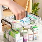1pc large capacity double layer medicine organizer box waterproof transparent storage with handle 9 25x6 69x3 74 inch multi compartment for visibility medication management doublelayer design plastic