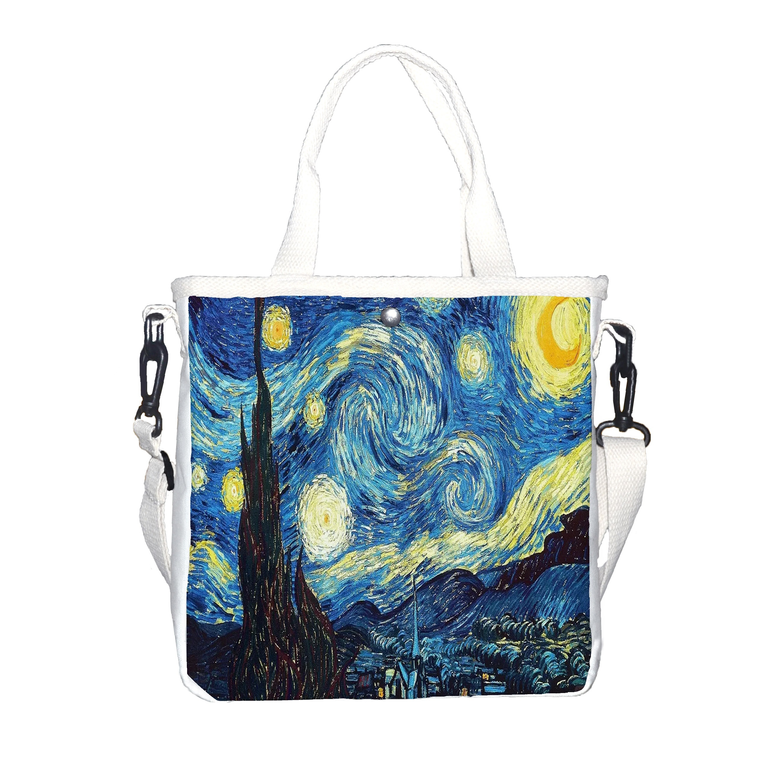 

Chic Oil Painting Print Canvas Messenger Bag With Adjustable Strap - Lightweight, Foldable Design For Use