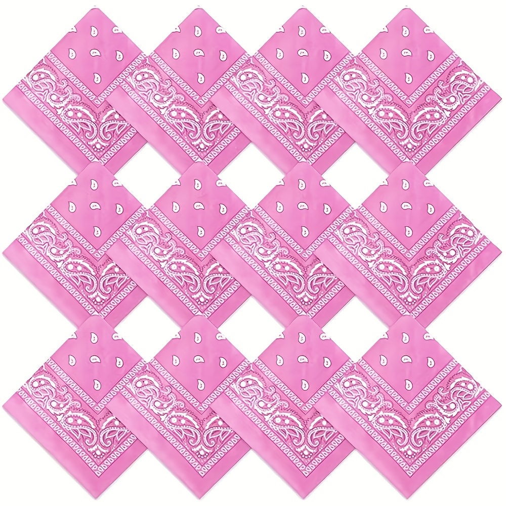 TEMU 12pcs Large Handkerchief Set, Multi-functional Outdoor Bandana Hair Additions, 21.65 X 21.65 Inch Paisley Scarf Unisex