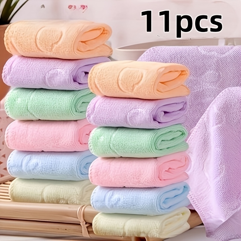 TEMU 11pcs Random Color Washable Cleaning Towels (230mm X 230mm) - Reusable Quick-dry Microfiber Cloths For Car, Kitchen, Bathroom, Glass, And