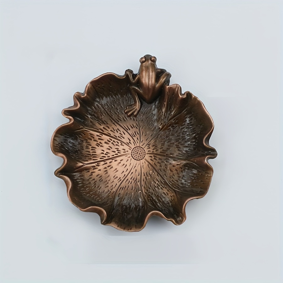 TEMU 1pc Creative Frog Leaf Design Coaster, Alloy Non-slip Heat-resistant Trivet, Polished Metal Tea Cup Accessory, Home Tabletop Decorative Gift For