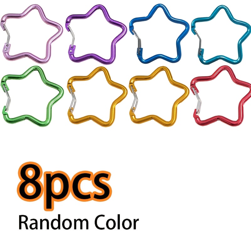 Image of 8pcs Random Color Aluminum Alloy Pentagram Hooks | Colorful Star-shaped Hooks, In Multiple Colors, Suitable For Hanging Decorations, No Batteries Needed