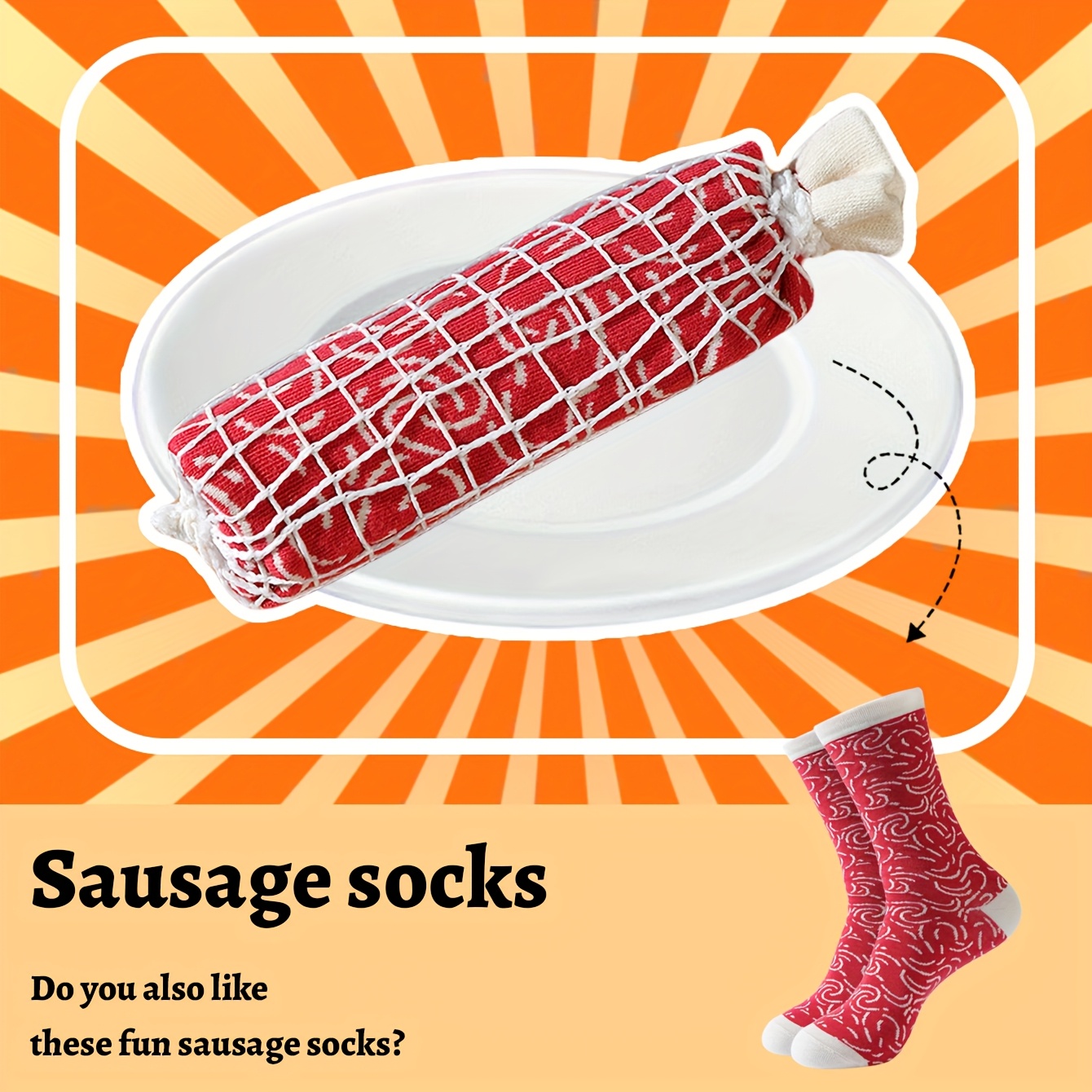 TEMU 1 Pair Of Men's Mid-calf Novelty Socks, Fun Sausage Gift Box Socks, New Autumn/winter Creative Socks, Fashionable And Trendy Style, Comfortable