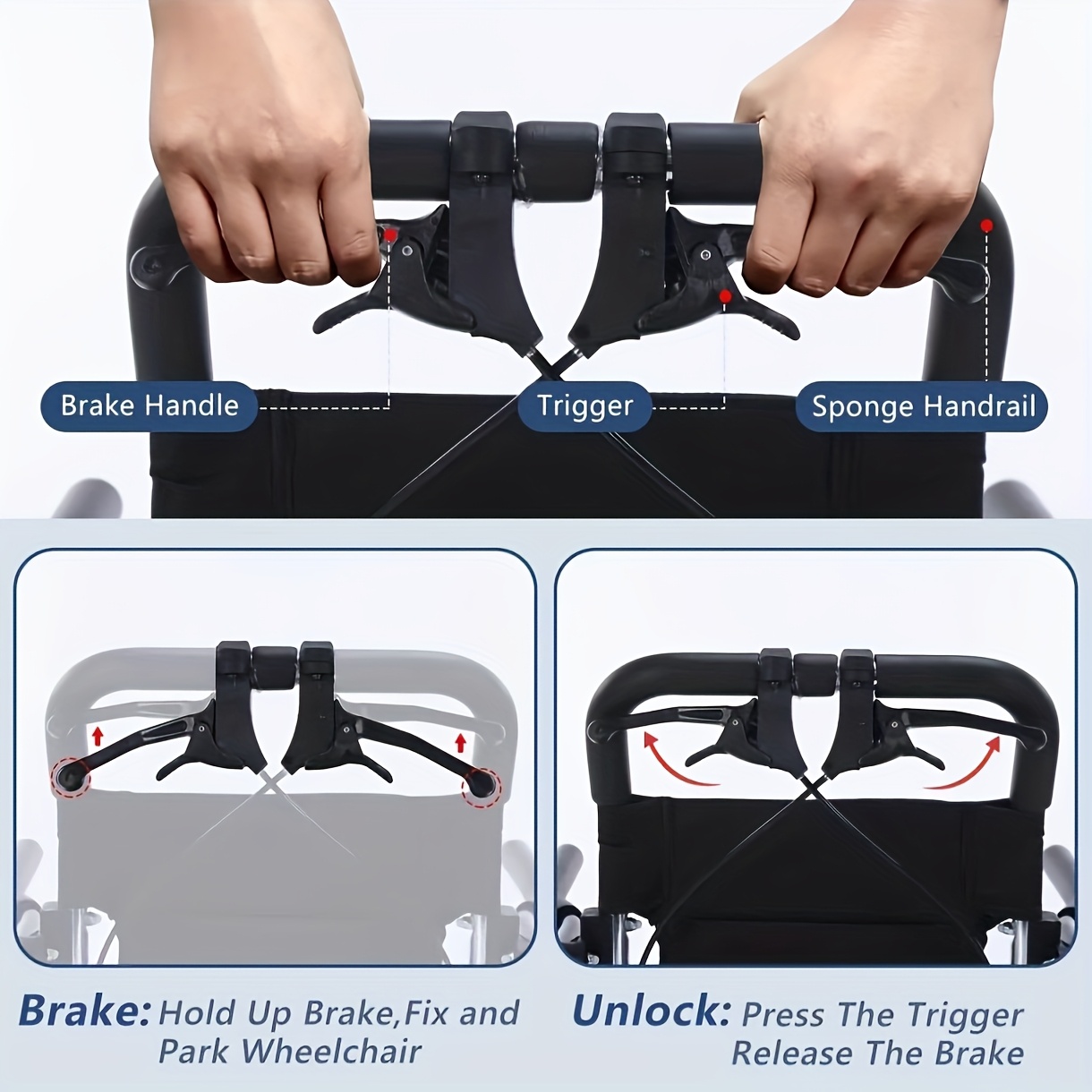 Lightweight And Foldable Transport Wheelchair, Weighing Only 8.62 KG, Portable Adult/infant Stroller, Suitable for Elderly Individuals, Seniors, And People with Physical Disabilities for Travel, Can Fit In The Trunk Of A Car.