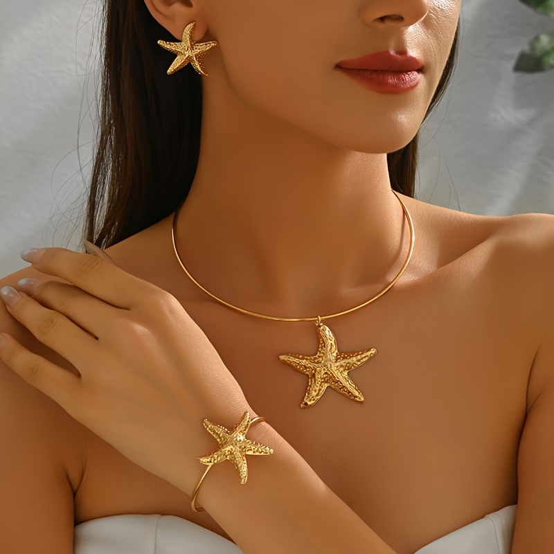 4pcs Minimalist Vacation Jewelry Set with Starfish Design