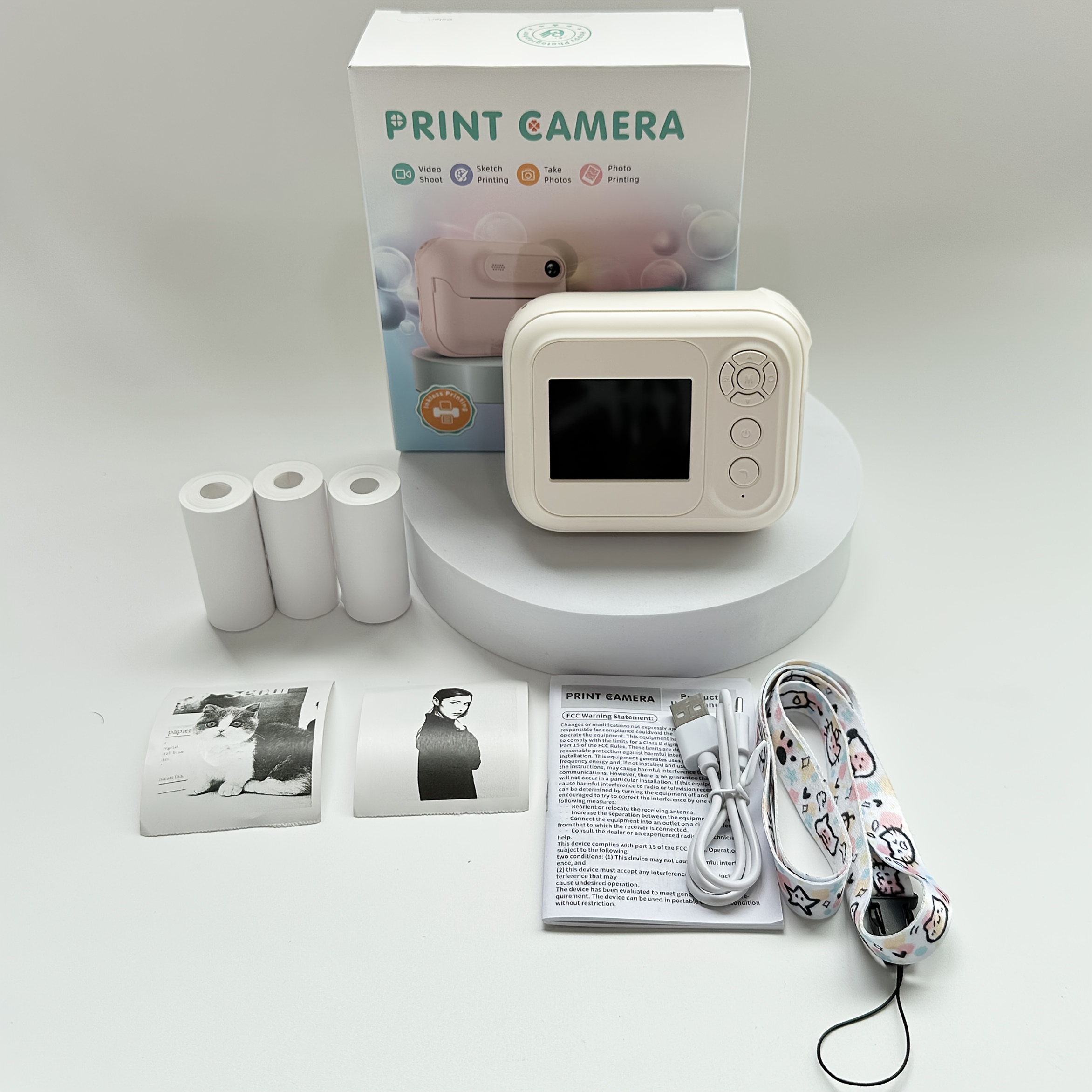 Image of Portable Photo Printer For , Usb Rechargeable, Multiple Photo/video , Music And Games, The Perfect Christmas And Birthday Gift For , In 5 Colors - Pink, White, Purple, Green, And Blue