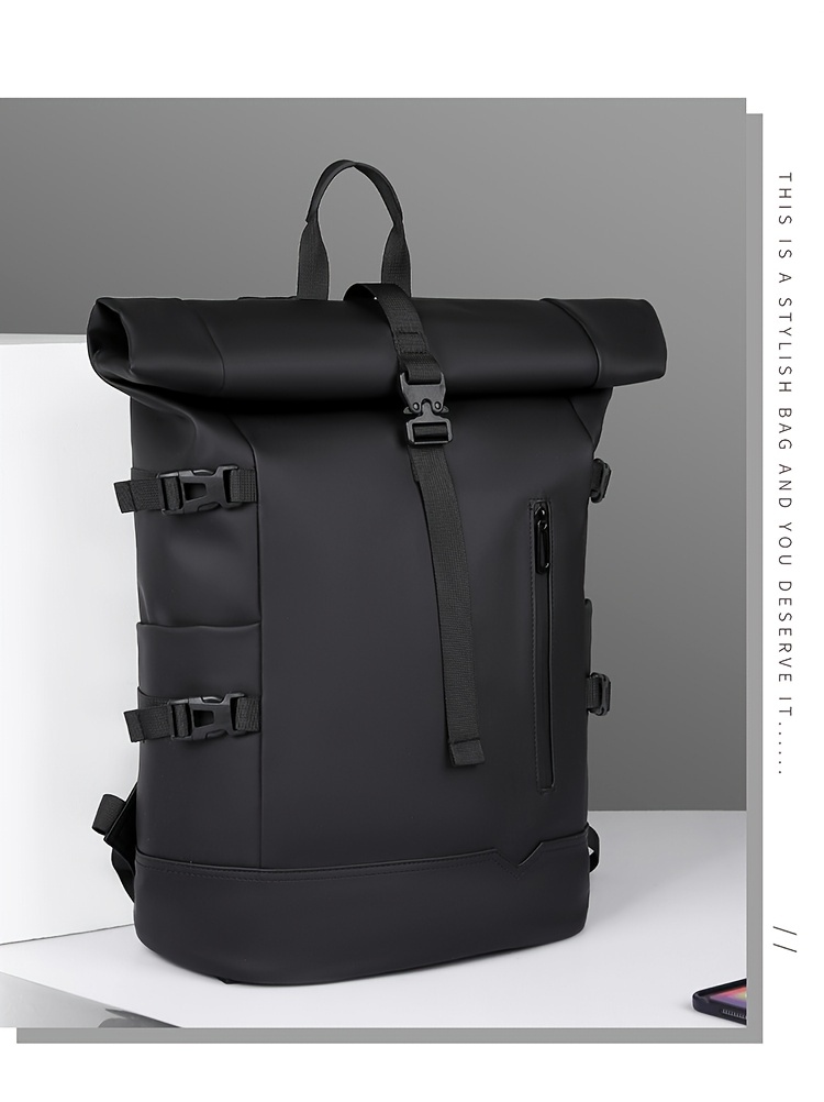 Unisex Outdoor Large Capacity Backpack for Travel And Sports, Roll-Top Laptop Bag, Stylish Casual Backpack for Men