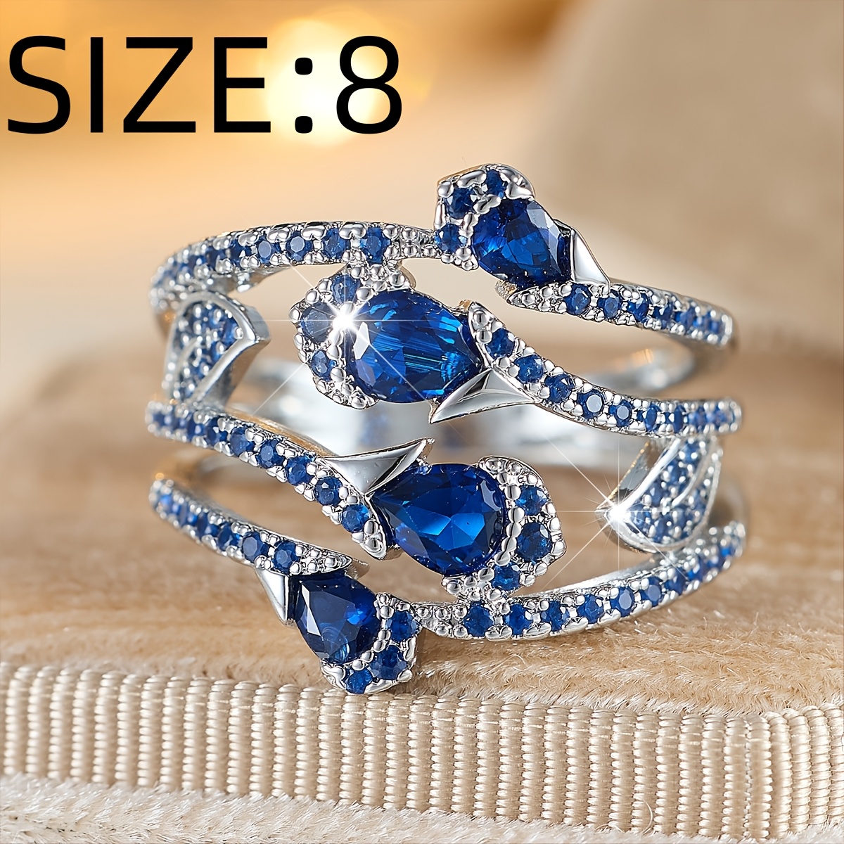 Unisex Copper Geometric Teardrop Design Zirconia Ring