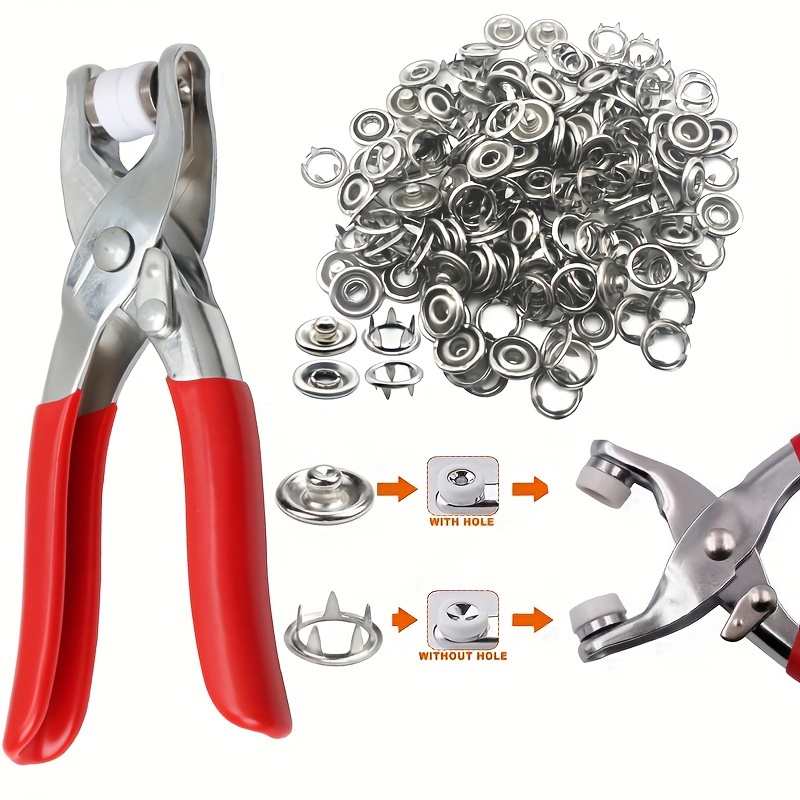 

200pcs Buttons Pliers Tools: 9.5mm Snap Tools For Clothing, Leather Craft Sewing - Solid & Hollow Metal Claw Snaps!