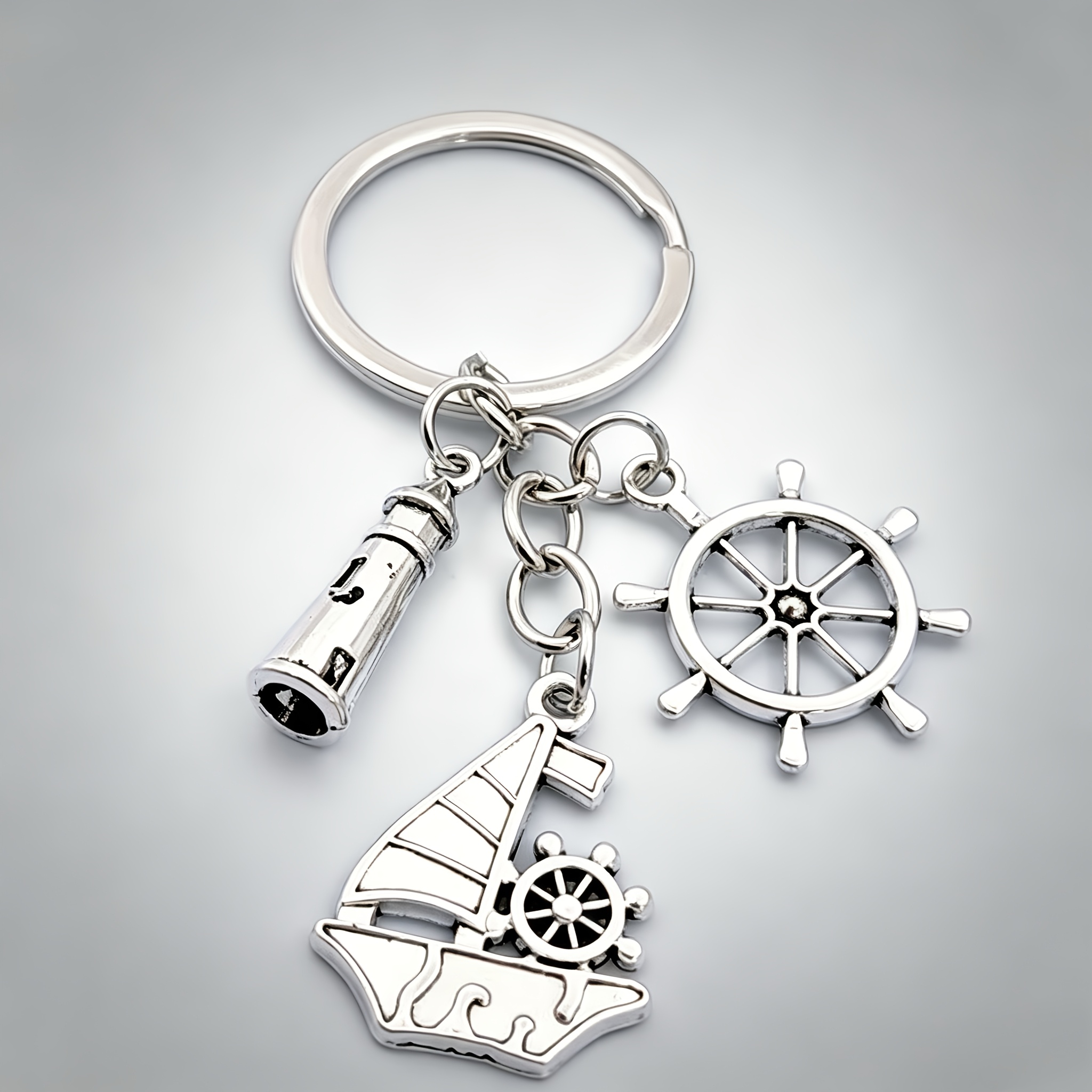 TEMU . Schiffssteuerrad, Segelboot, , nautischer Schlüsselanhänger, ein Geschenk von einem guten Freund