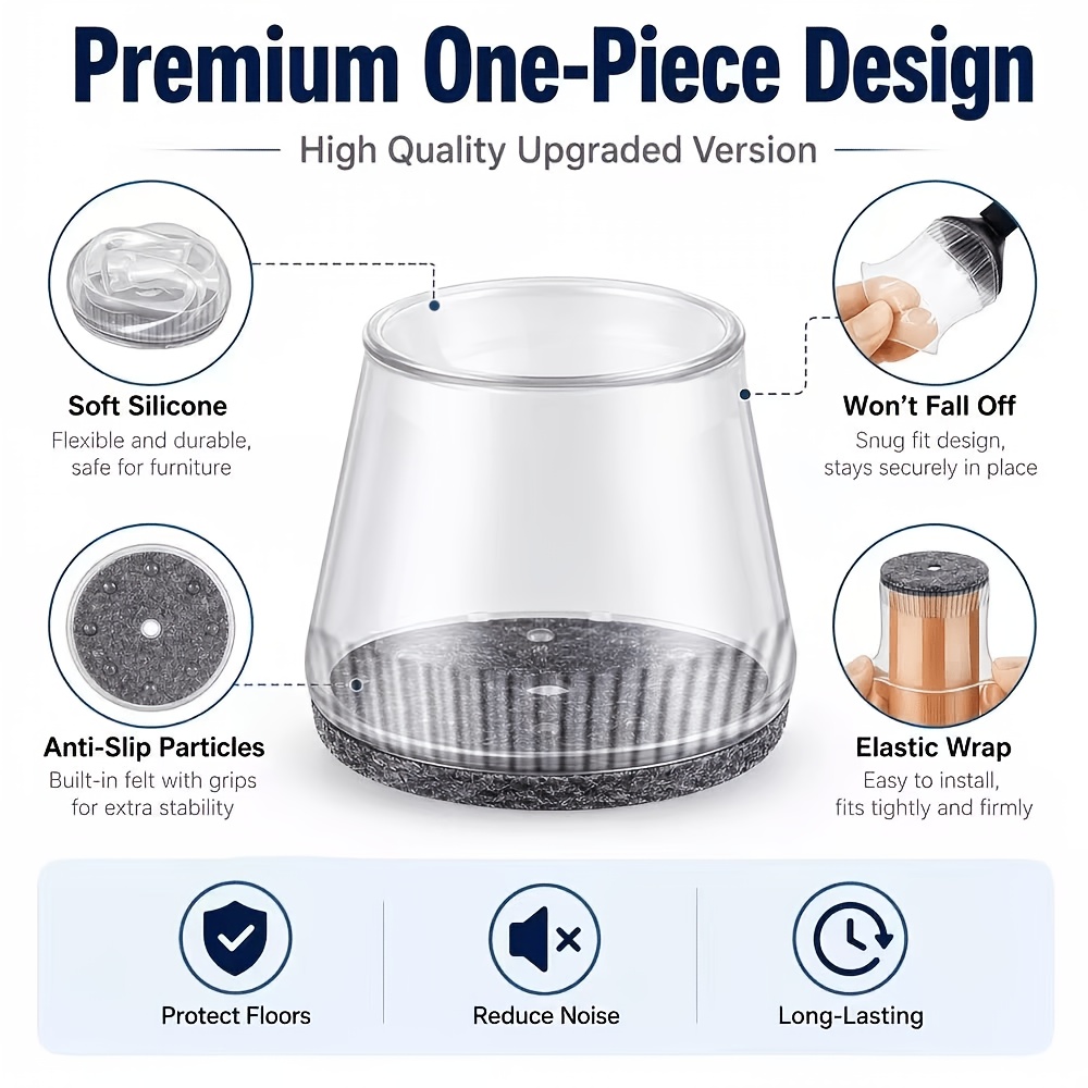 TEMU Coprigambe universali per sedie e tavoli in con (16 pezzi)��prevengono graffi sui pavimenti, materiale , quasi invisibili una volta montati, non