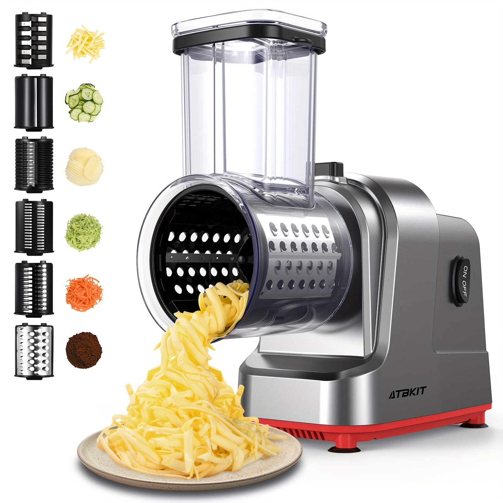 

Electric Cheese Grater, Salad Maker With 6 Different Shapes Of Blades, Maximum 400w Electric Slicer , Electric Salad Machine For Cheeses, Fruits, Vegetables