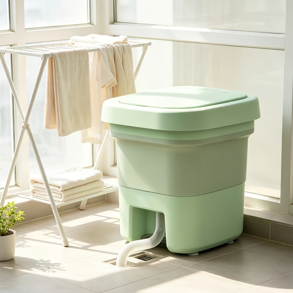 TEMU 15l High Capacity Foldable Mini Washer | Cleaning , Semi-automatic Washing Machine With Dry For Socks, Towels, And Delicate Clothes