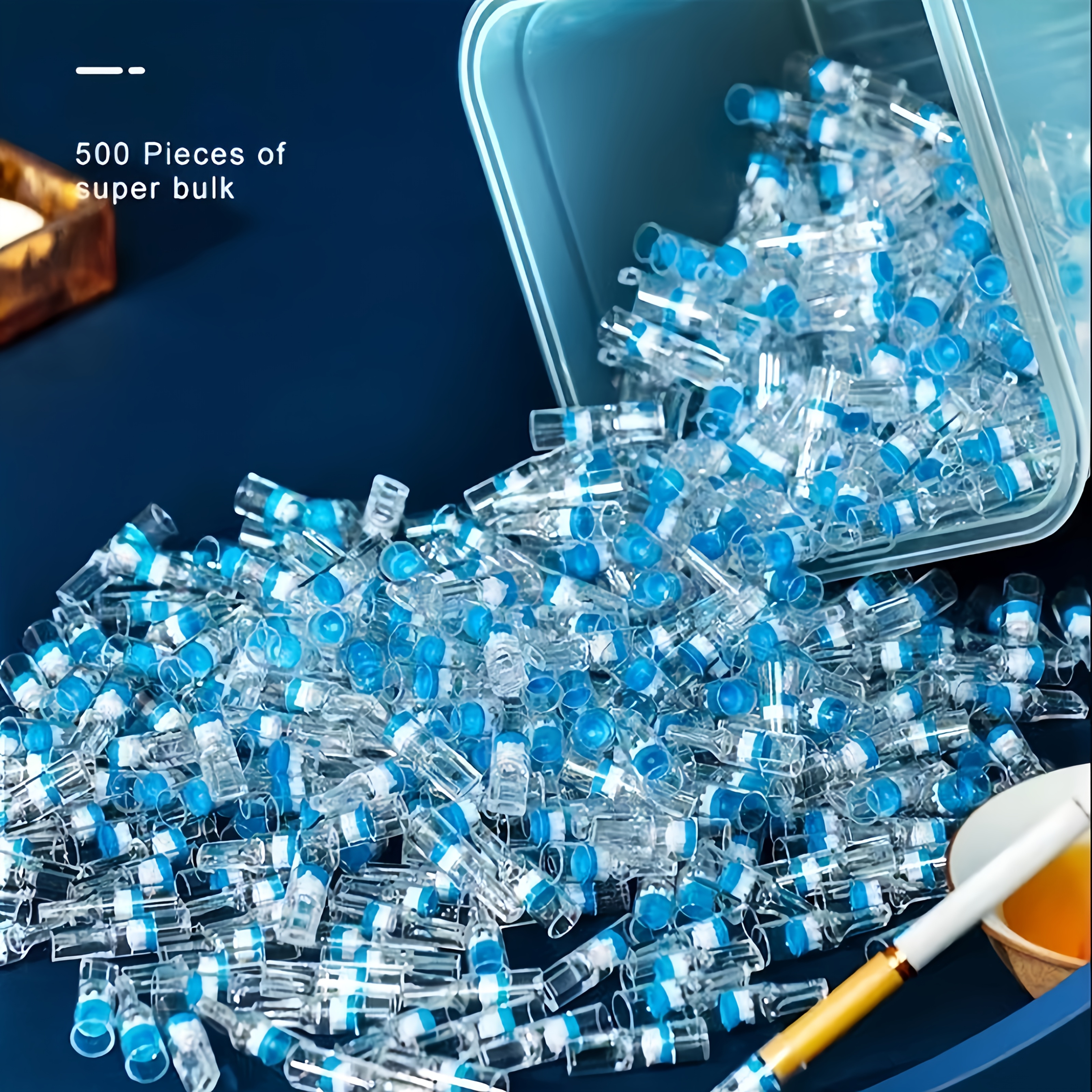 elementbilde 500 stk gjenbrukbare dobbeltsjikt røykefilter påfyllingssett - vaskbart & portabelt 3-hulls mesh, bulkkpakning (500 filtere) for lightere, ideell gave til rygere ( , bursdag,  ) – kompatibel med de fleste