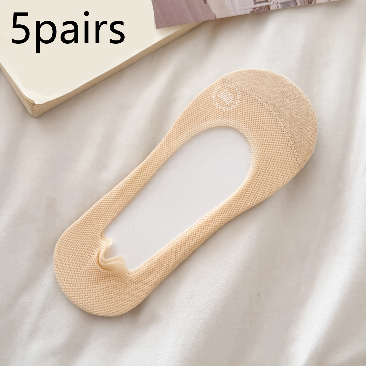 E-shop 5 Paar rutschfeste Unsichtbarkeits-Socken für Teenager – Atmungsaktive Mesh-Eisseidenfaser-Socken, Sohle in /Weiß, beim Schwimmen, für