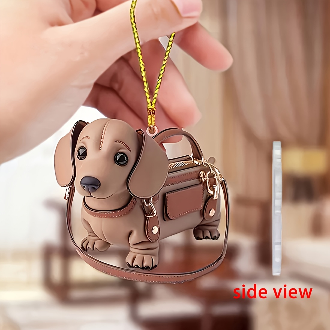 TEMU 2d Flat, 2d Flat Cute Dog Acrylic Bag Charm - Stylish Design, Feather-free - For Car, Backpack, Purse Decor & Home Decor - Standard Size, No