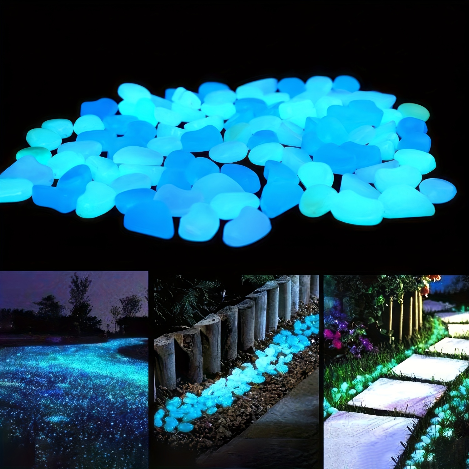 

500pcs Garden Pebbles, Glow In The Dark Plastic Stones For Yard, Walkways, Aquarium Decor, 0.3in-0.39in Decorative Rocks