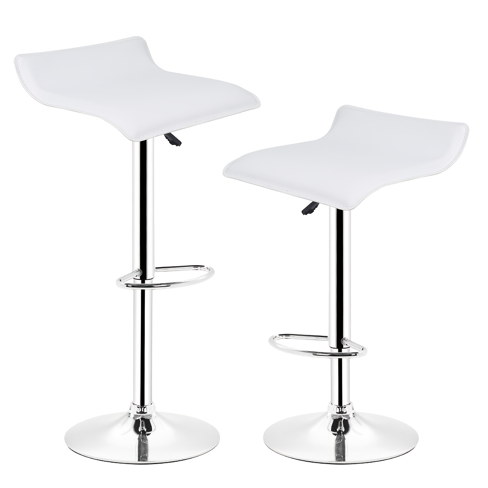 TEMU Set Of 2 Bar Stools, Kitchen Stools, Swivel Stools, Upholstered Stools, Height Adjustable, Suitable For Kitchens, Bars, Cafes, White