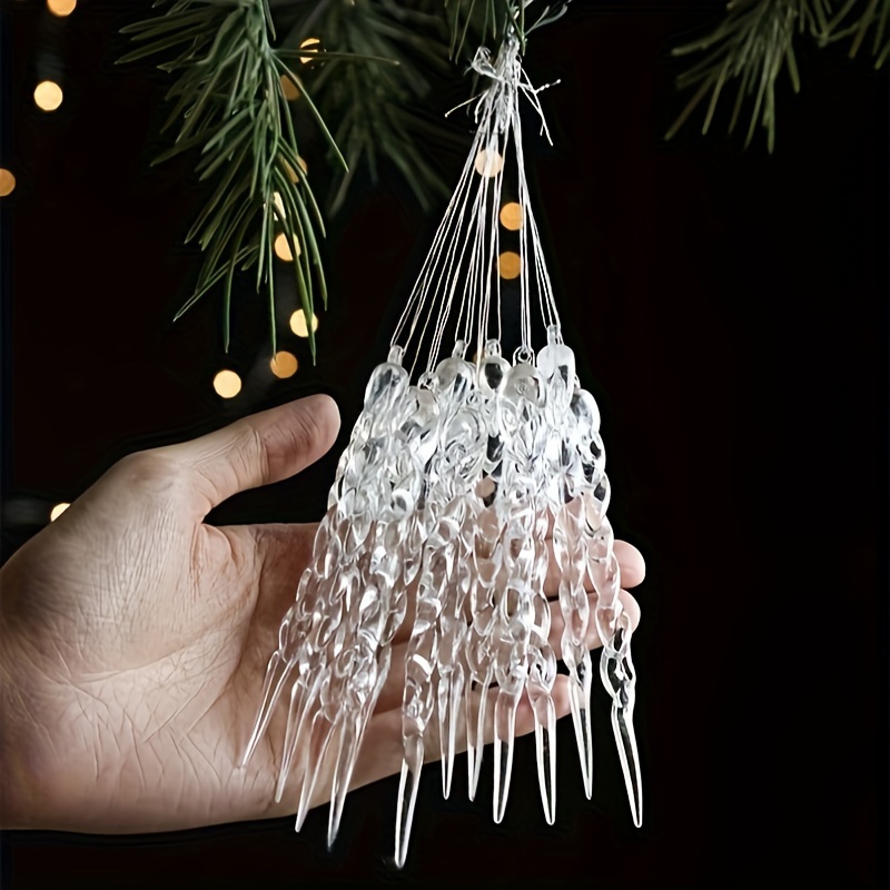 TEMU 25pcs Sparkling Acrylic Icicle Ornaments - Christmas, Valentine's & More - Versatile Holiday Decor