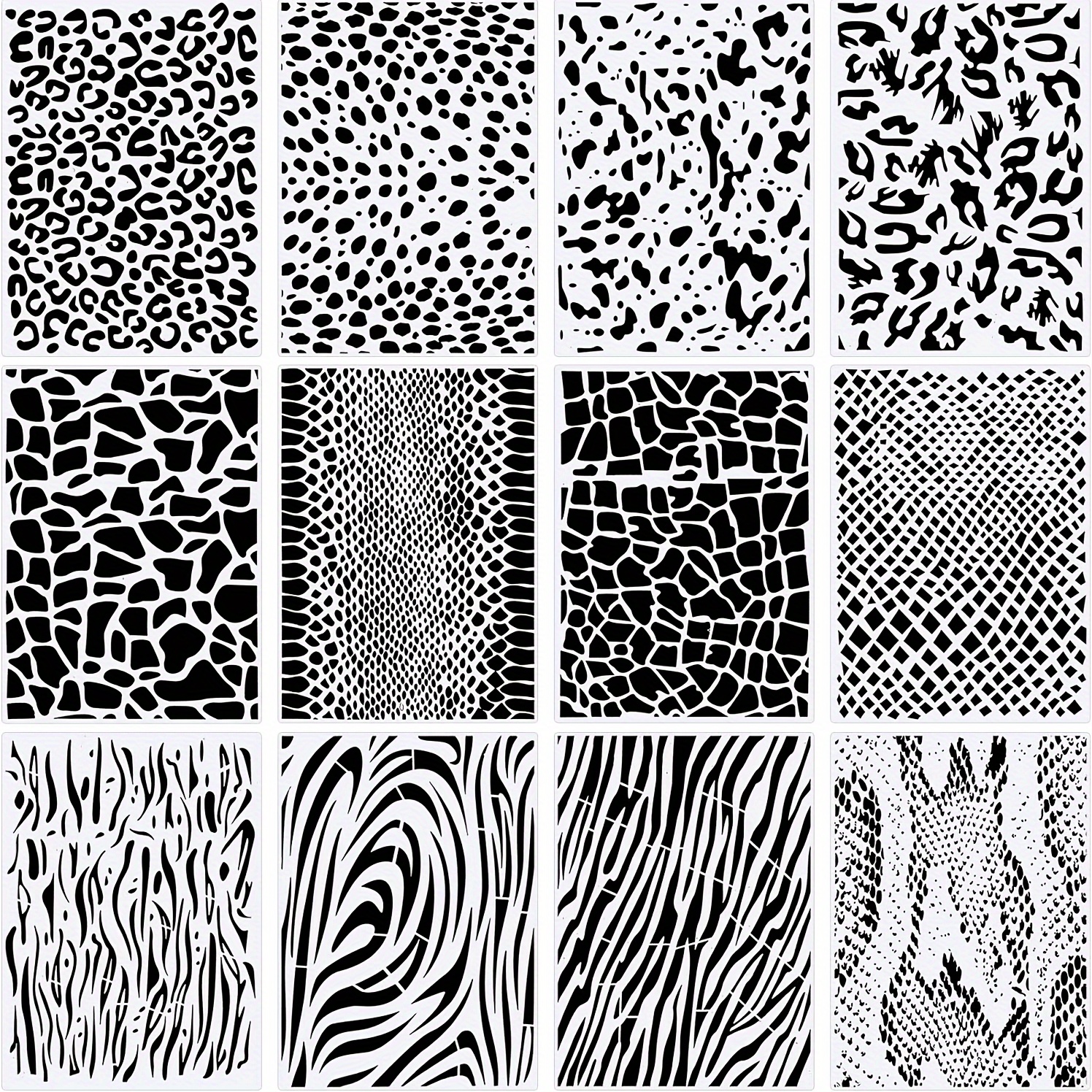 Image of 12pcs Of Craft Petal Layering Templates, Reusable Mixed Flower Sea Templates, For Painting Geometric Retro Pattern Templates On Wooden Canvas Designed Furniture Paper