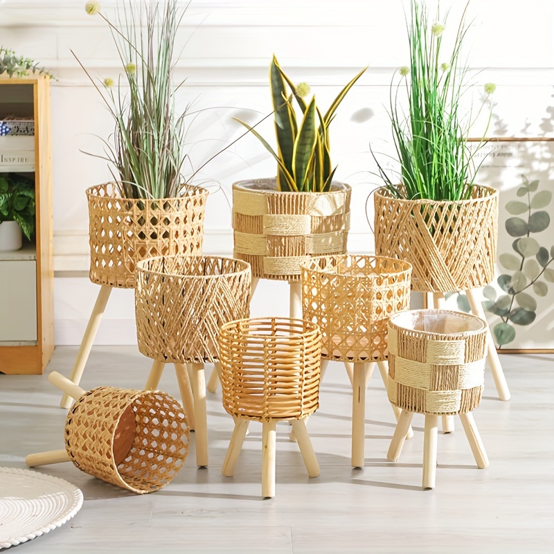 1pc Nordic Bamboo Woven Flower Pot Holder Rattan Stool Holder Handmade Rattan  Woven Rattan Plant Stool Holder Garden Decoration Assembly Required -  Patio, Lawn & Garden - Temu Australia