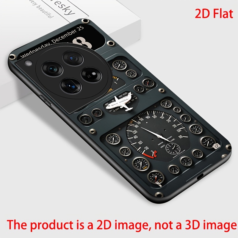 TEMU Phone Case: 2d Flat Phone Case For Oneplus 11 12, Cool Aircraft Dashboard Pattern Stylish Glossy Glass Casing Back Cover Gift
