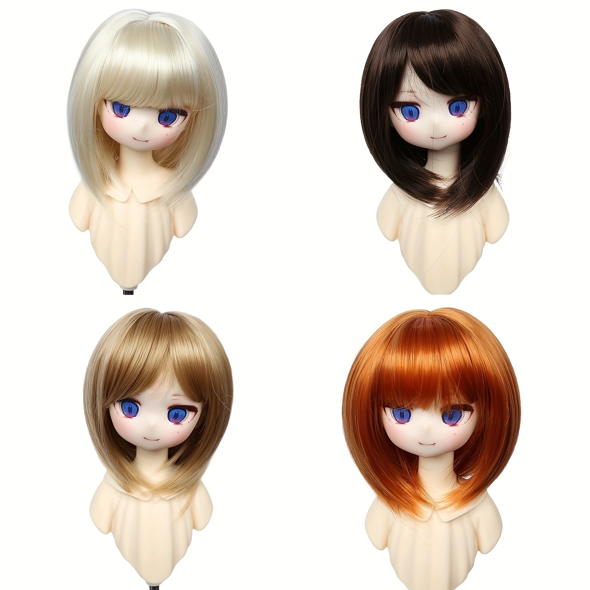 1pc head   8 9 inches wig bjd sd doll sweet gentle wig high temperature fiber durable soft short straight hair for adults