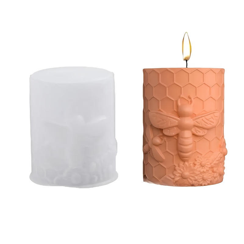 TEMU Moule en Silicone pour Bougie de Cylindrique, Moule à pour Aromathérapie, Moule DIY pour Bougeoir à Motif de Fleurs et , Moule pour Artisanat et