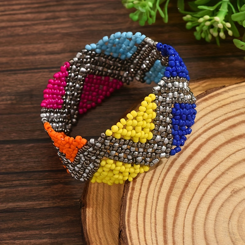 Boho Beaded Bracelet for Women Geometric Pattern Unique Variations