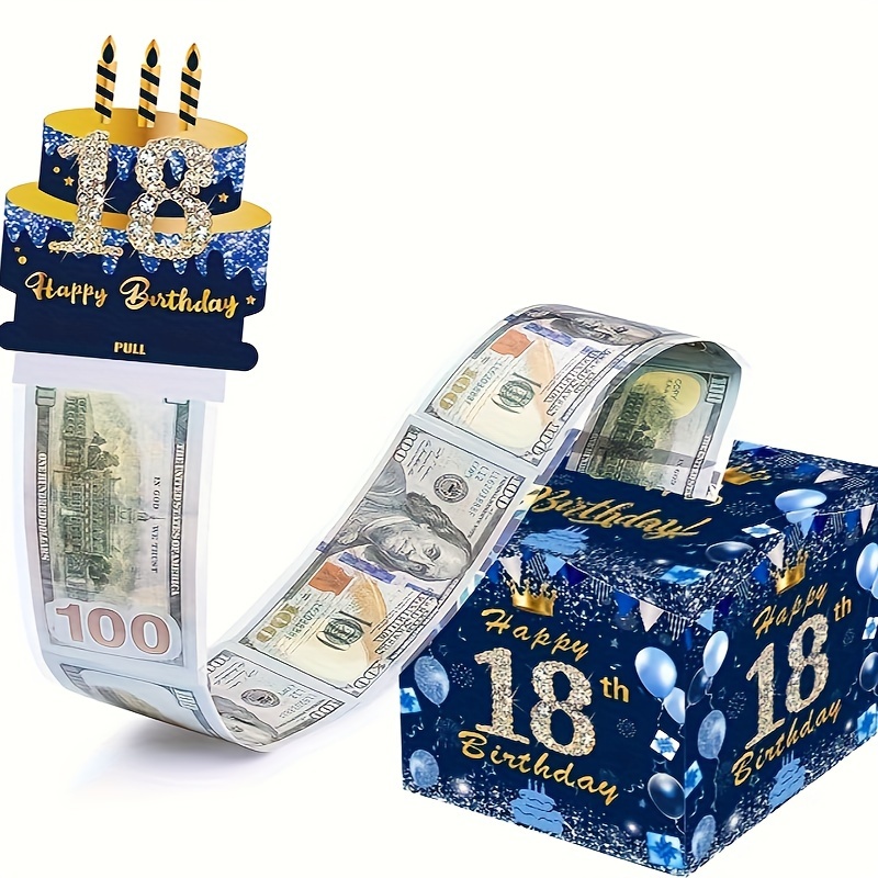 18 岁生日主题现金箱快乐生日贺卡和50个透明袋惊喜现金箱现金箱现金适合庆祝生日活动万圣节感恩节圣诞节