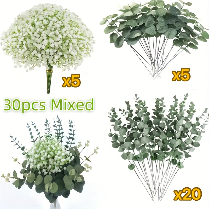 30pcs, 40pcs, 45pcs, 90pcs, 120pcs Of Baby's Breath Artificial Flowers, Baby's Breath Silvery Branches And Leaves, Floral Arrangements, And Home Decor. Make For Christmas And Valentine's Day.