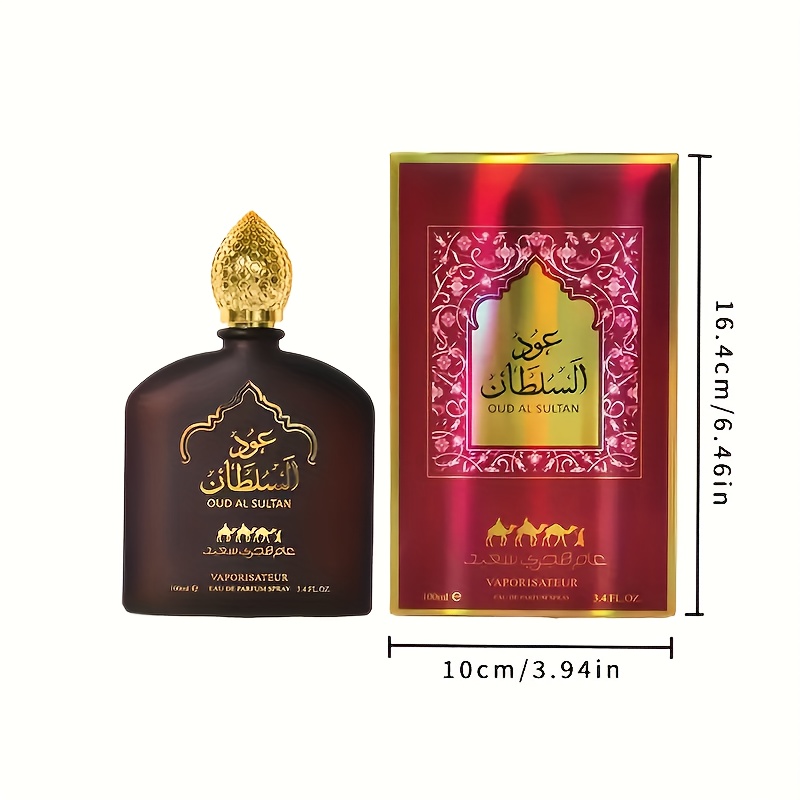 3, 38oz Oud Al-Sultan Parfum Spray pour Hommes et Femmes - Parfum Floral et Fruité Longue Durée, Élégant Design de Chapeau Doré, Parfait pour les Soirées en Couple, les Fêtes ou les Cadeaux, Parfum de Soirée en Couple, Emballage Sophistiqué, Qualité de Parfum Premium
