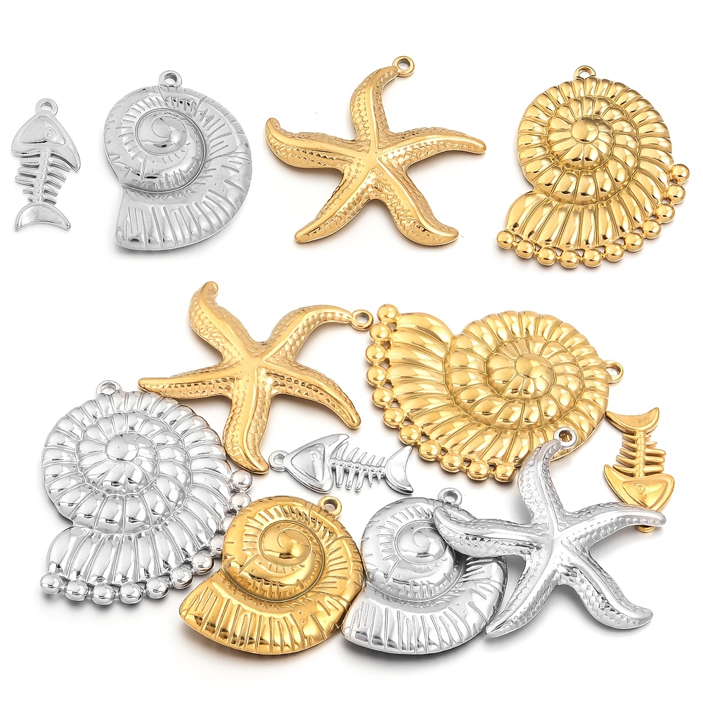 4pcs Ocean Animal Shaped Charms, Cute Decorative Pendants