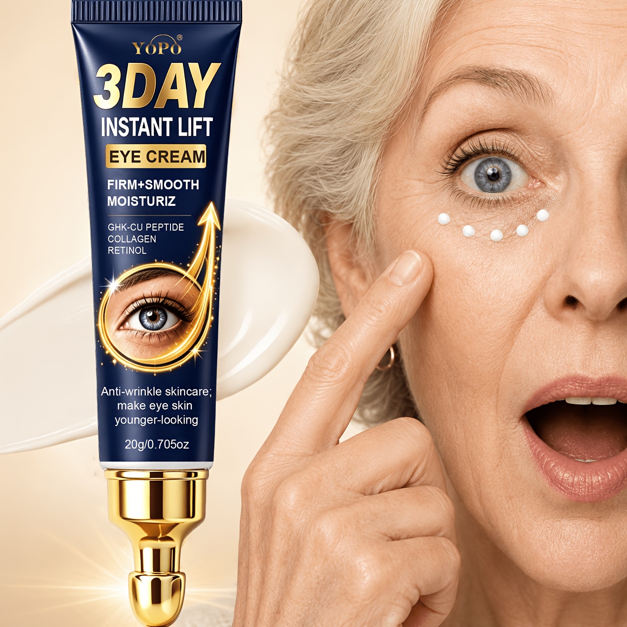 Image of [super Strong 2-minute Lift Eye Cream] Instant Firming Eye Cream, The Of Dark Circles In 2 Minutes, With Peptide, Collagen, Lifts , The Skin Around - A More Light Beige- The Skin