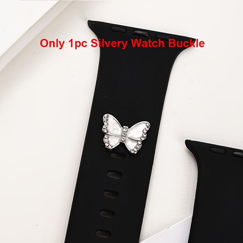 E-shop .-3 Stk. Mode Strass Schmetterling Iwatch Armband Charms Einzigartige Kristall Schmetterling Uhrenschließe Dekorative Verschluss Entzückendes