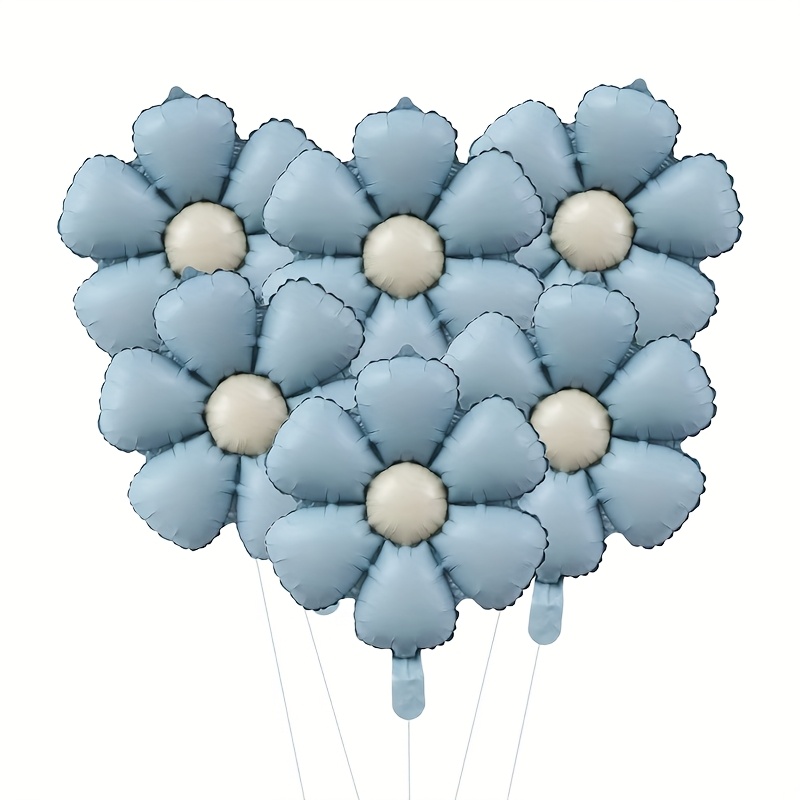TEMU 6pcs Matt Daisy Aluminum Foil Balloon - Color Daisy Aluminum Foil Balloons For Birthday Party Wedding Decoration