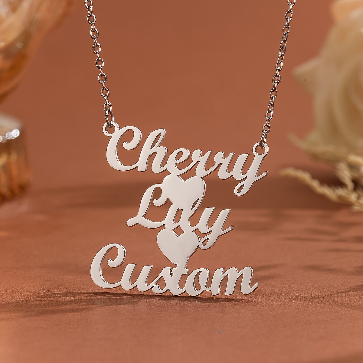 

Collier Cœur Élégant Personnalisé - Pendentif avec 3 , Acier Inoxydable, pour Tenue Décontractée & Cadeau