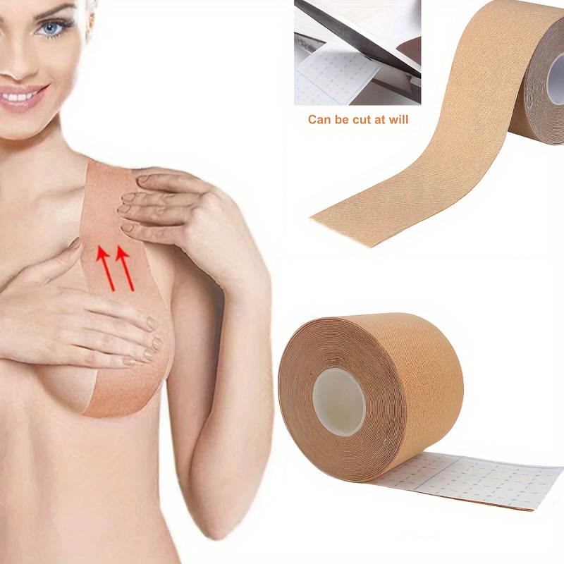  Boob Tape, Replace Your Bra-Instant Breast Lift Tape for A-G,  Bob Tape for Breast Lift with 1 Breast Tape, 5 Pairs Satin Breast Petals, 1  Pair Silicone Nipple Stickers, 10 PCS