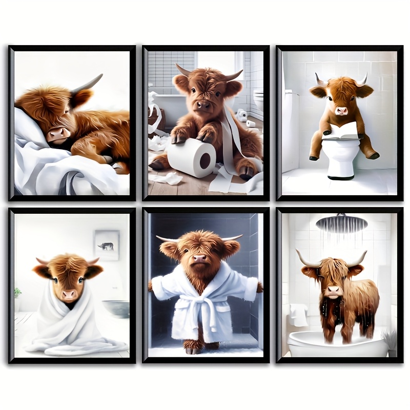 

Decor Canvastrend 6pcs , 8x10 Bathroom Decor, Humorous Hanging, Non-woven , For Restroom Decoration