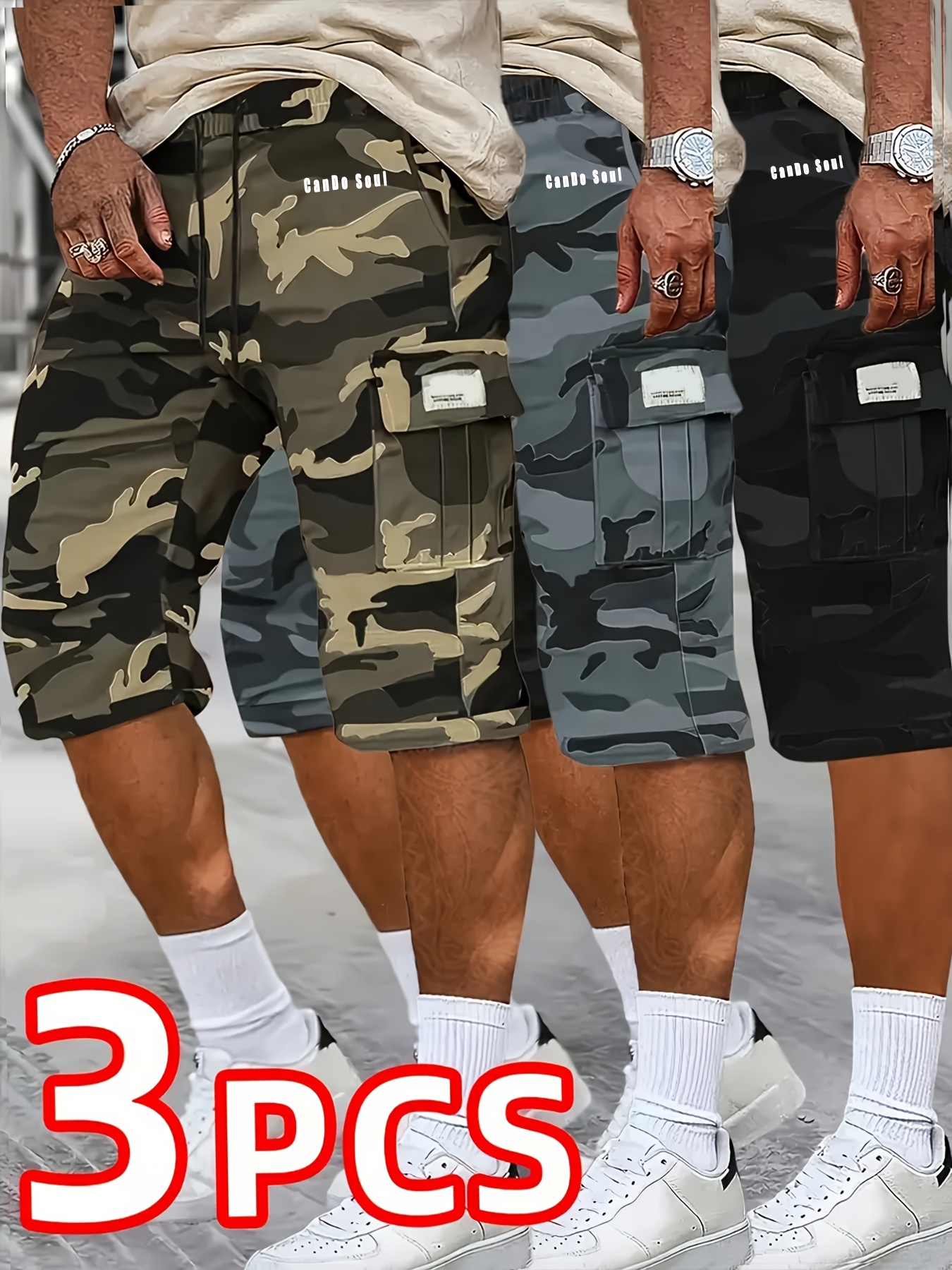 3pcs set mens fashionable and high end versatile shorts loose camouflage   quarter shorts this shorts is   as a gift